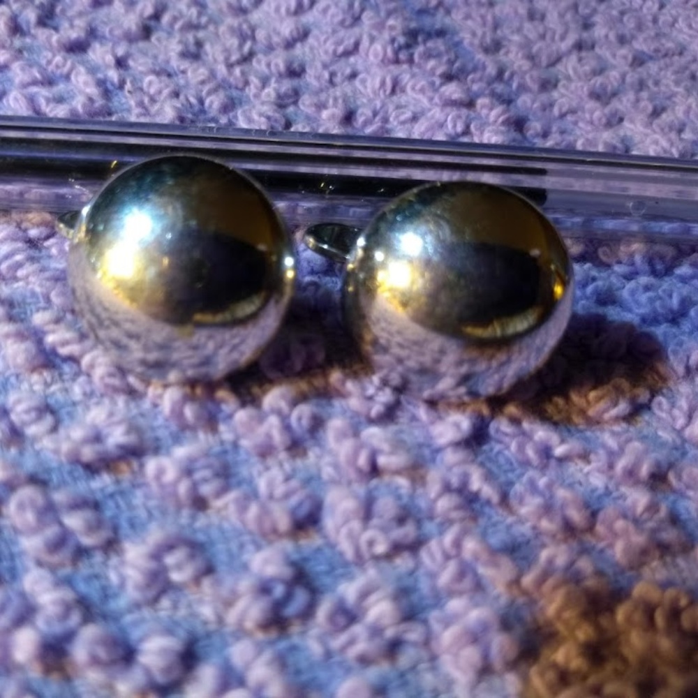 12. Trifari Silver Mirror Button Clip Earrings